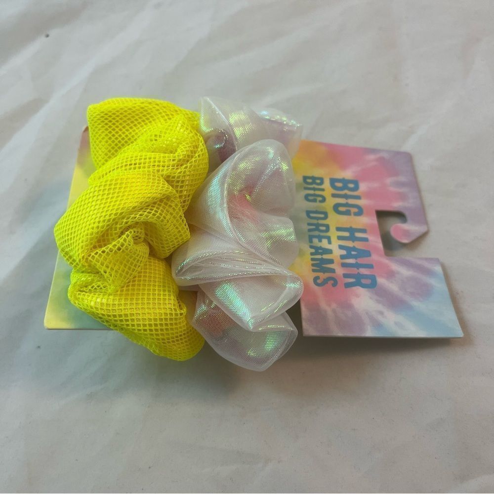 Big Hair Big Dreams Scrunchies Accessories Jumbo Yellow Sheer Neutral Casual - Picture 3 of 4